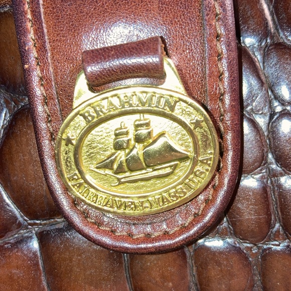 VTG BRAHMIN leather and croc handbag.  Two shades of brown, exc.cond. $280 - Picture 6 of 11